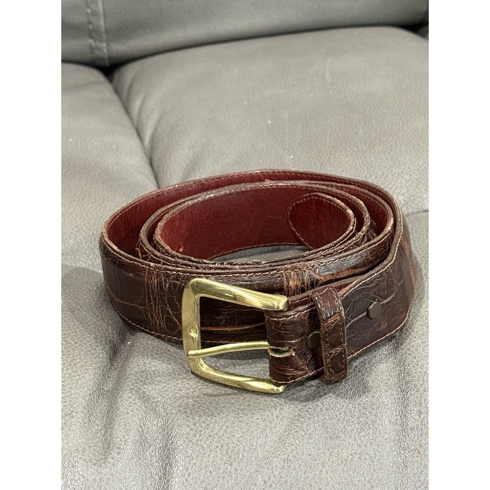 Genuine Brown Alligator Belt by Kinnamon Lakeland, Florida Hand Crafted In USA‎